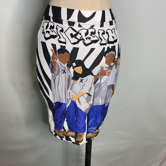 Temple And Kardy Xscape White Zebra  Black Pencil Skirt Size S - Picture 1 of 4